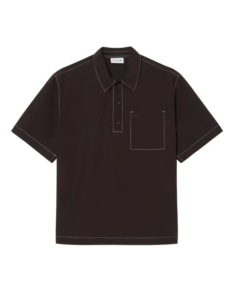 Lacoste contrast-stitch chest-pocket shirt - Braun Braun