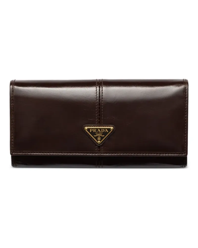 Prada Portemonnaie mit Logo-Schild - Braun Braun