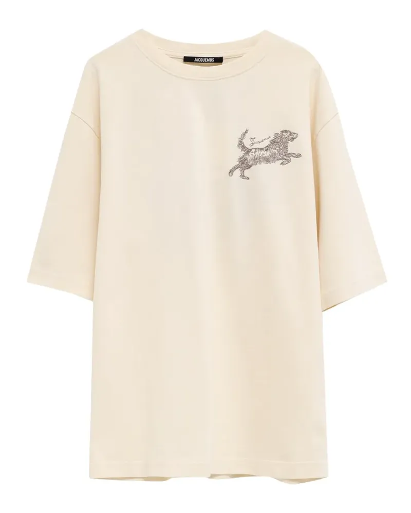 Jacquemus The Rita dog-embroidered T-shirt - Nude Nude