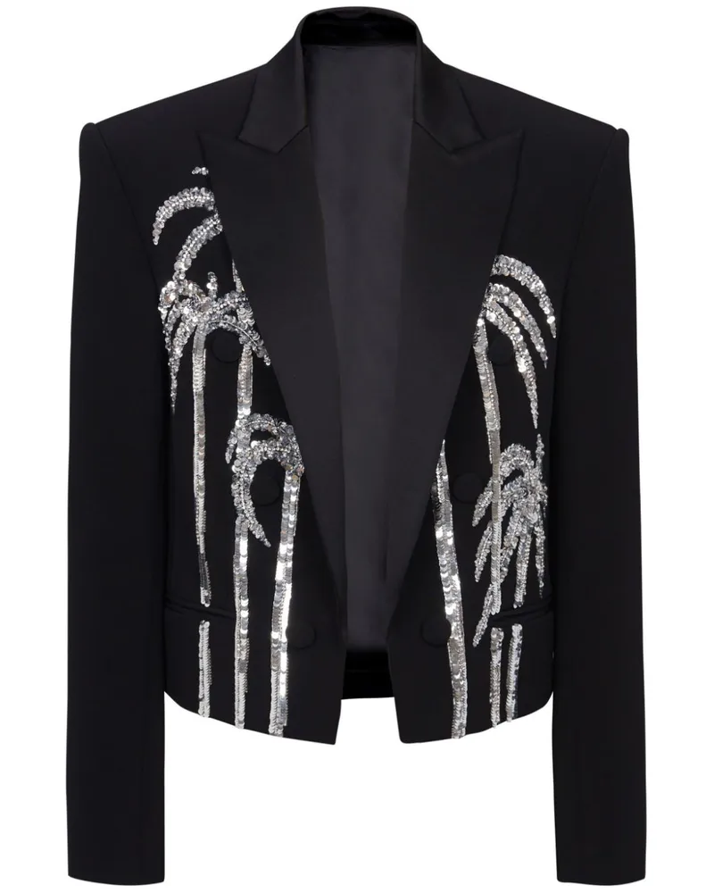 Balmain Sakko mit Palmen-Print - Schwarz Schwarz
