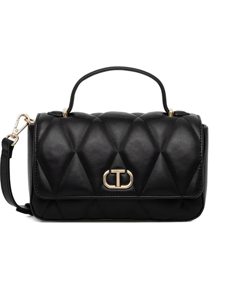 Twin-Set logo-plaque quilted satchel bag - Schwarz Schwarz