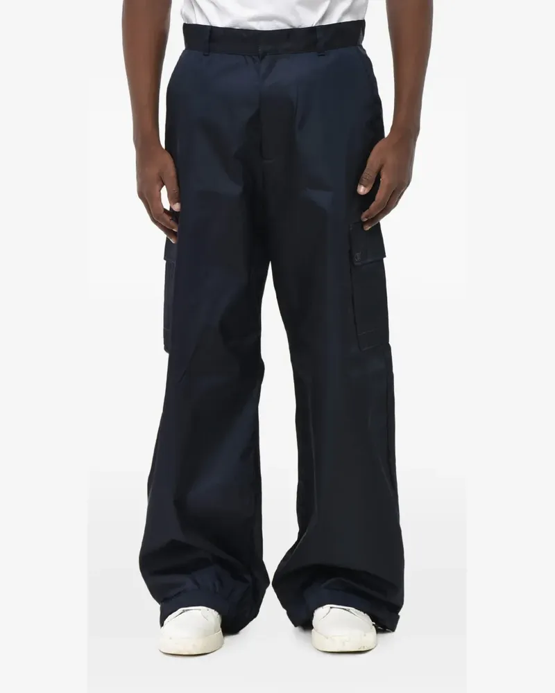 OFF-WHITE embroidered drawstring-hem cargo trousers - Blau Blau