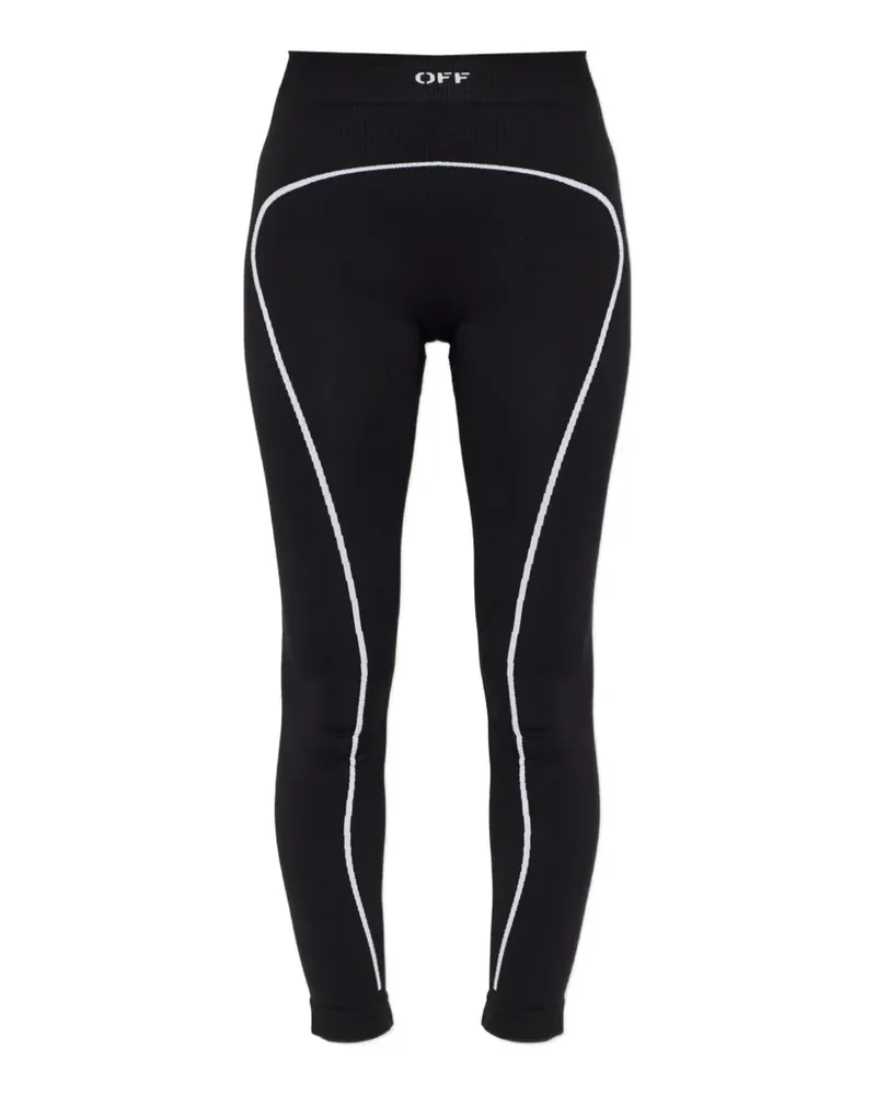 OFF-WHITE logo-print panelled leggings - Schwarz Schwarz