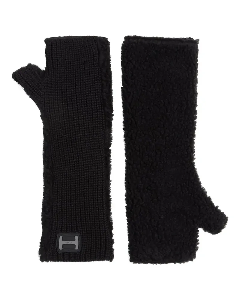 Hogan logo-detail knitted gloves - Schwarz Schwarz
