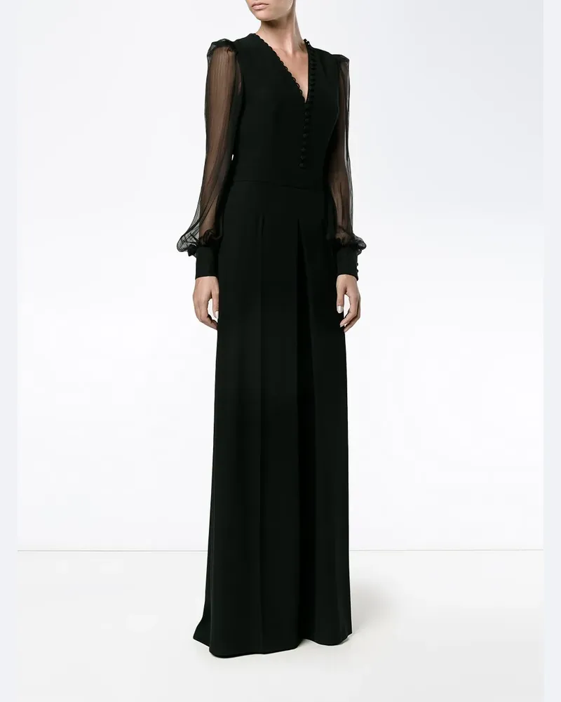 Alexander McQueen Jumpsuit mit V-Ausschnitt - Schwarz Schwarz