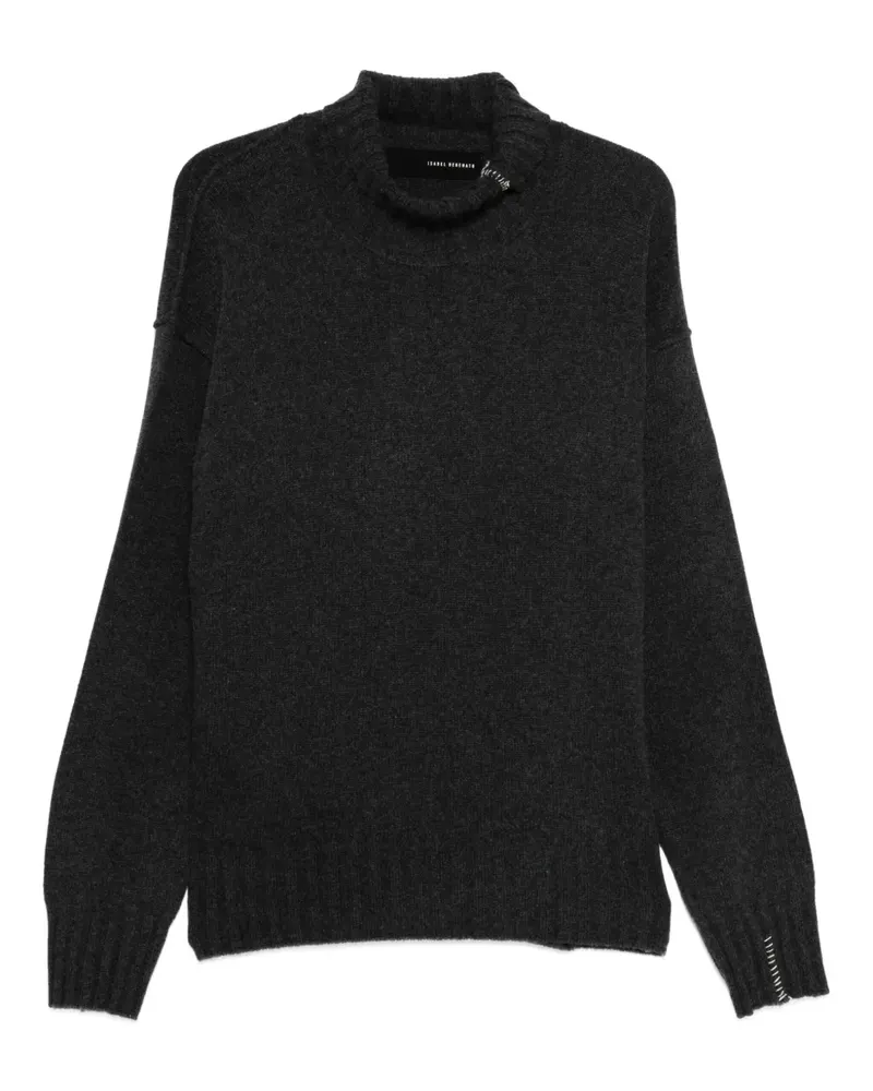 Isabel Benenato Stehkragen-Pullover mit geripptem Saum - Grau Grau