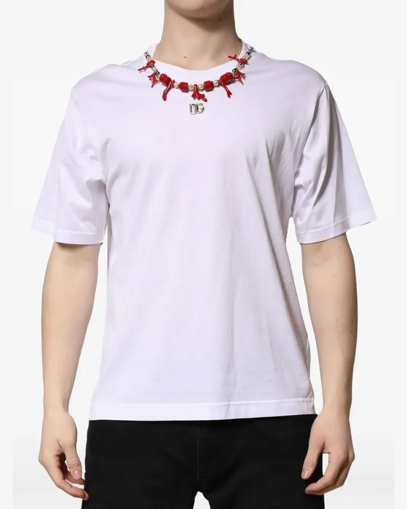 Dolce & Gabbana Verziertes T-Shirt - Silber Silber