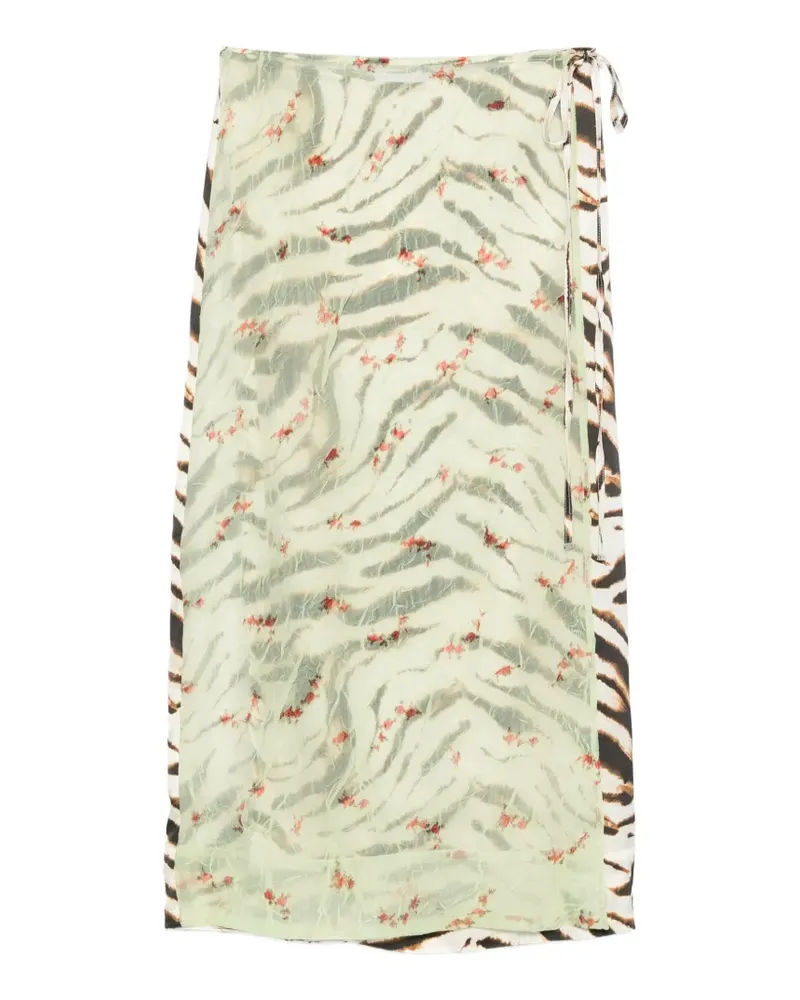 Ganni mix-print midi skirt - Grün Grün