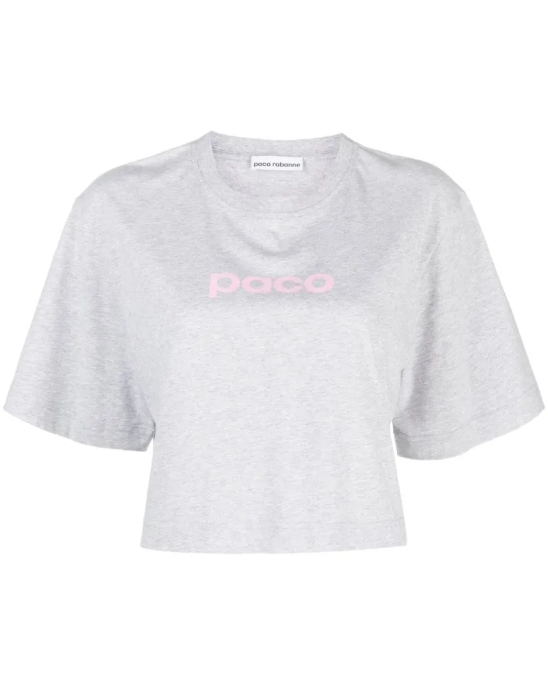 Paco Rabanne Cropped-T-Shirt mit Logo-Print - Grau Grau