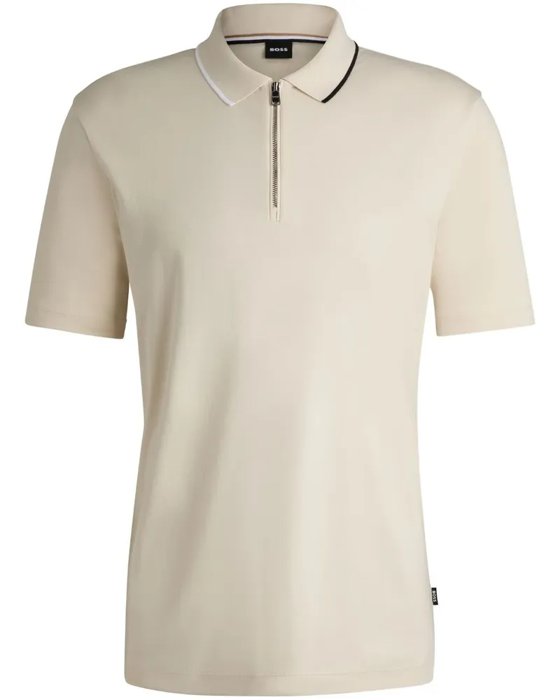 HUGO BOSS Interlock-Poloshirt mit kurzem Reißverschluss - Nude Nude