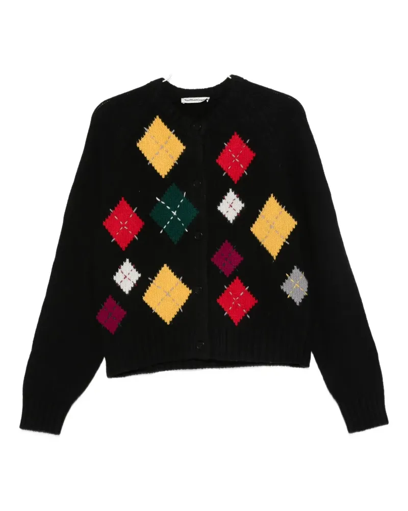 YMC Atomic argyle button cardigan - Schwarz Schwarz