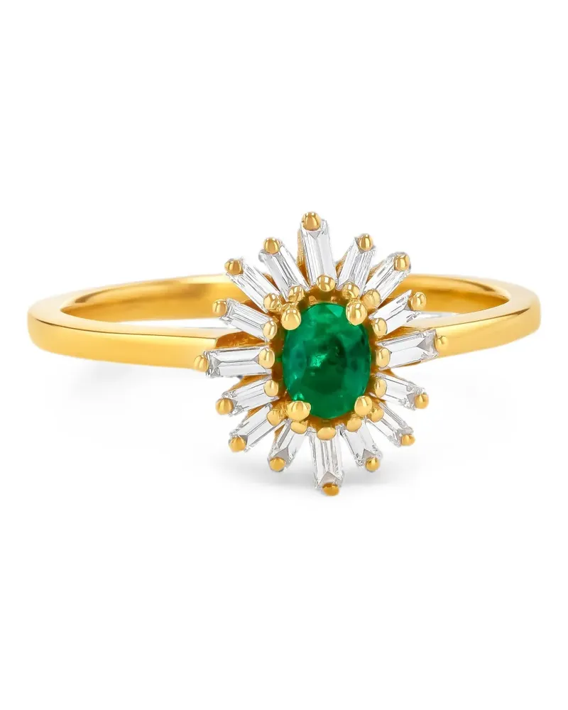 Suzanne Kalan Spark emerald and diamond-embellishment ring - Gold Gold