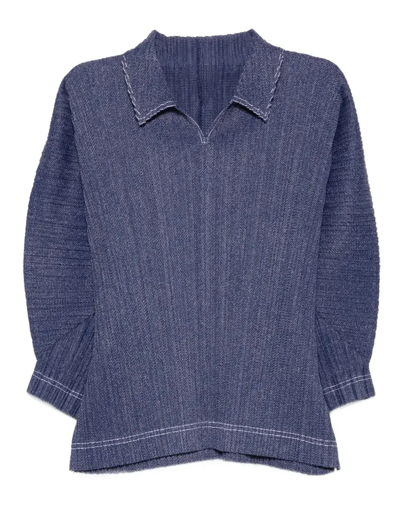 Issey Miyake T-Shirt mit V-Ausschnitt - Blau Blau