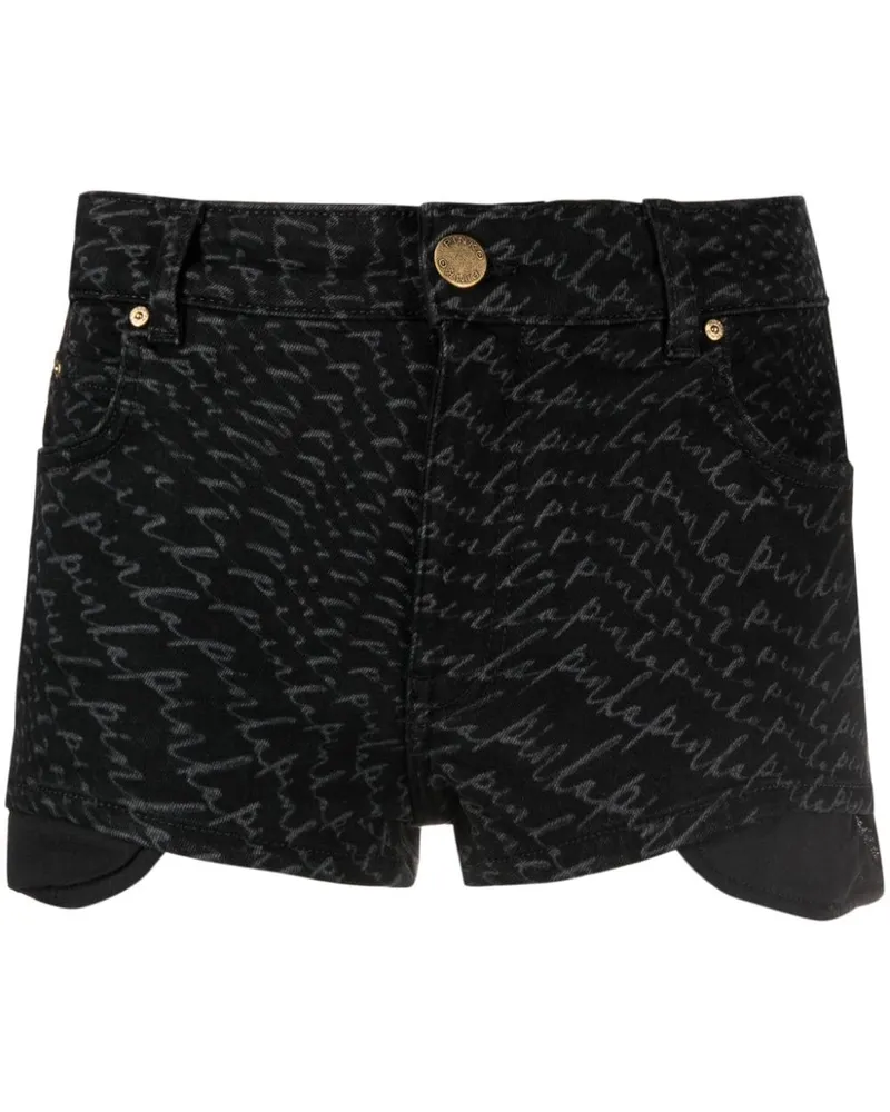 Pinko Jeans-Shorts mit Logo-Print - Schwarz Schwarz
