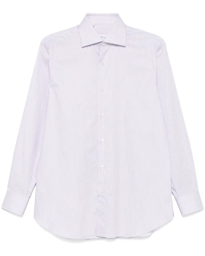 Brioni Gestreiftes Hemd - Weiß Weiß