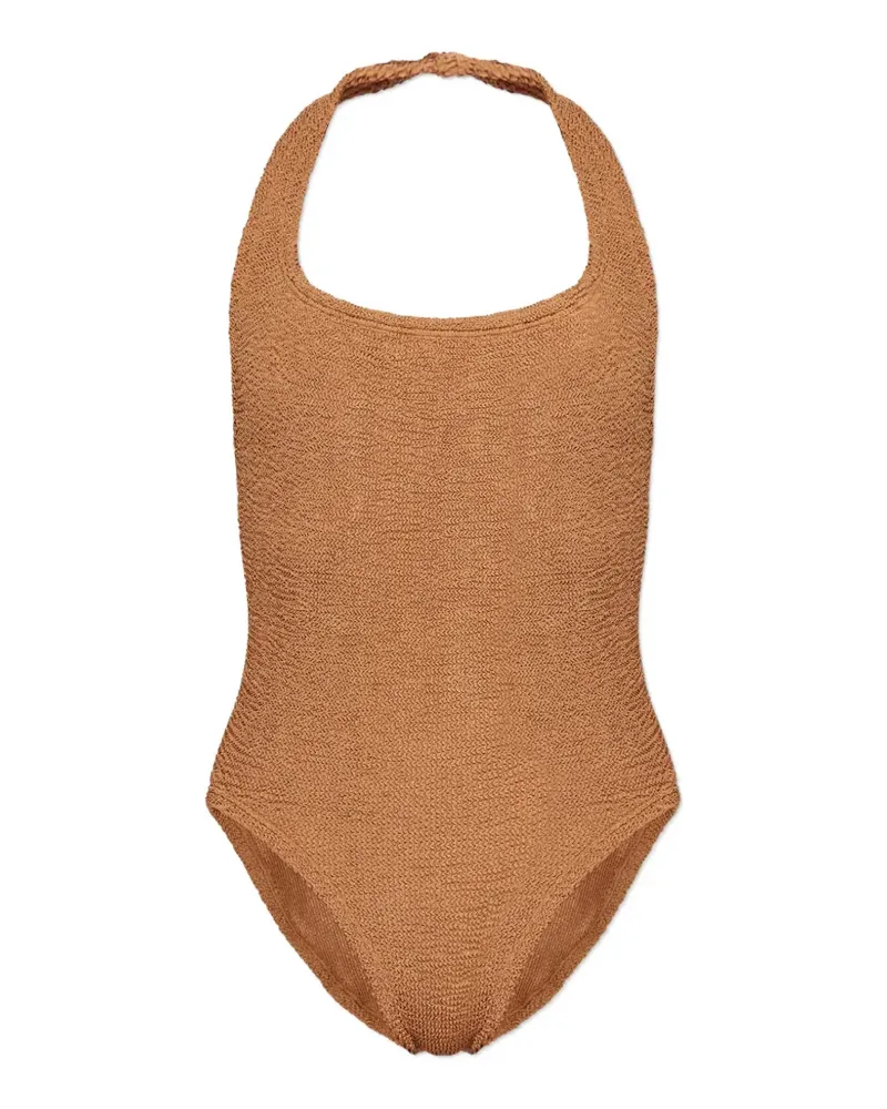 Hunza G Sandy metallic crinkle swimsuit - Nude Nude