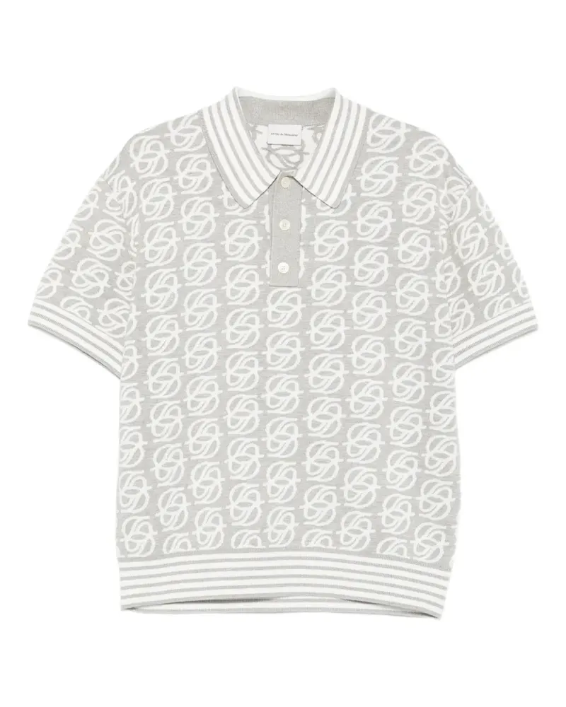 Drôle de Monsieur Gestricktes Poloshirt mit Monogramm-Streifen - Grau Grau