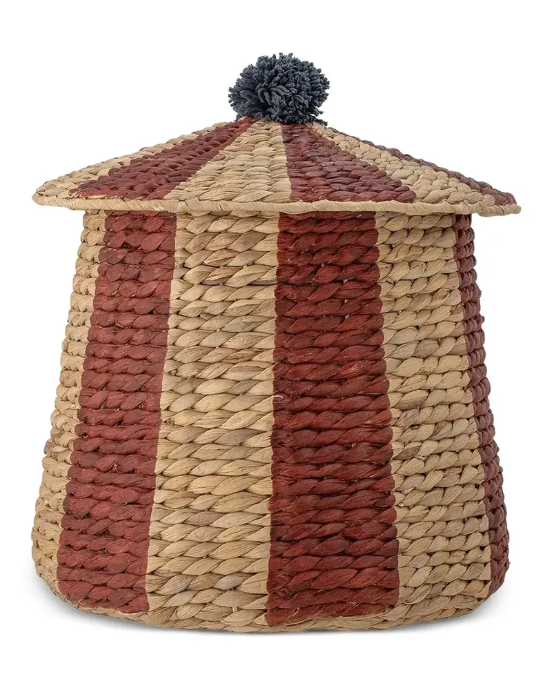 Bloomingville Gestreifter Birsen Korb mit Bommel - Nude Nude