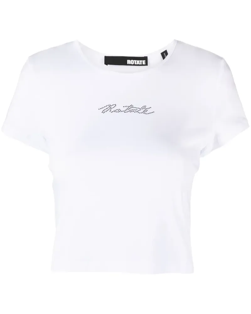 ROTATE Birger Christensen Cropped-Hemd mit Logo - Weiß Weiß