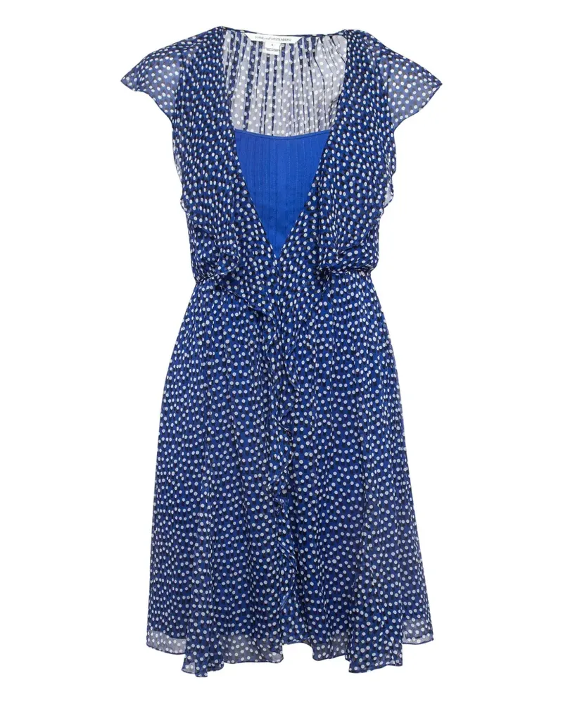 Diane von Furstenberg Seidenkleid mit Polka Dots - Blau Blau