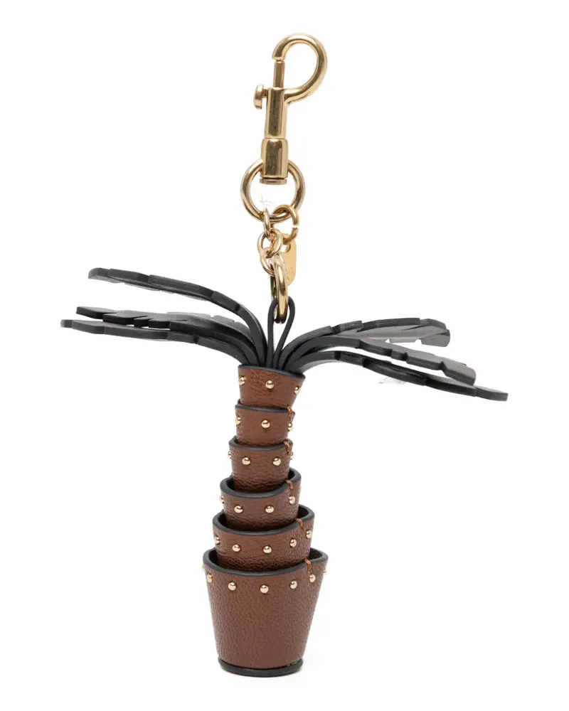 Anya Hindmarch Palm Tree stud-embellished keyring - Braun Braun