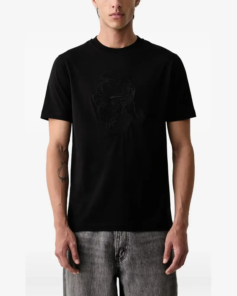 Karl Lagerfeld T-Shirt mit Ikonik-Patch - Schwarz Schwarz