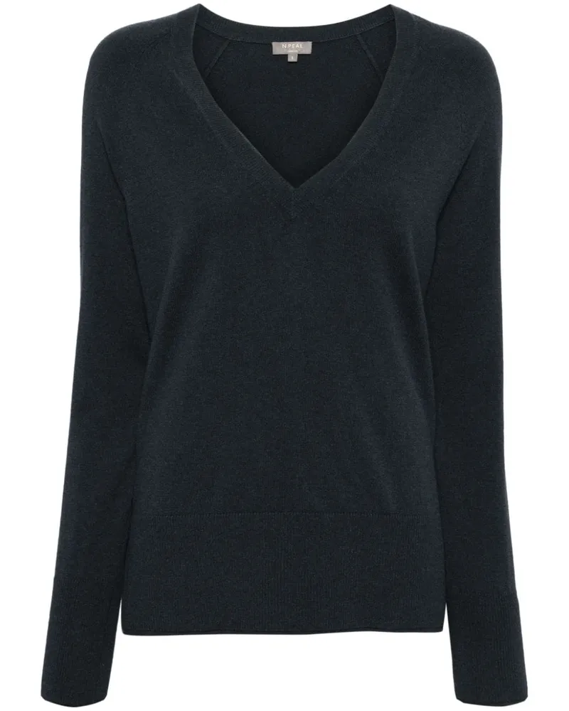 N.Peal Kaschmirpullover mit V-Ausschnitt - Blau Blau