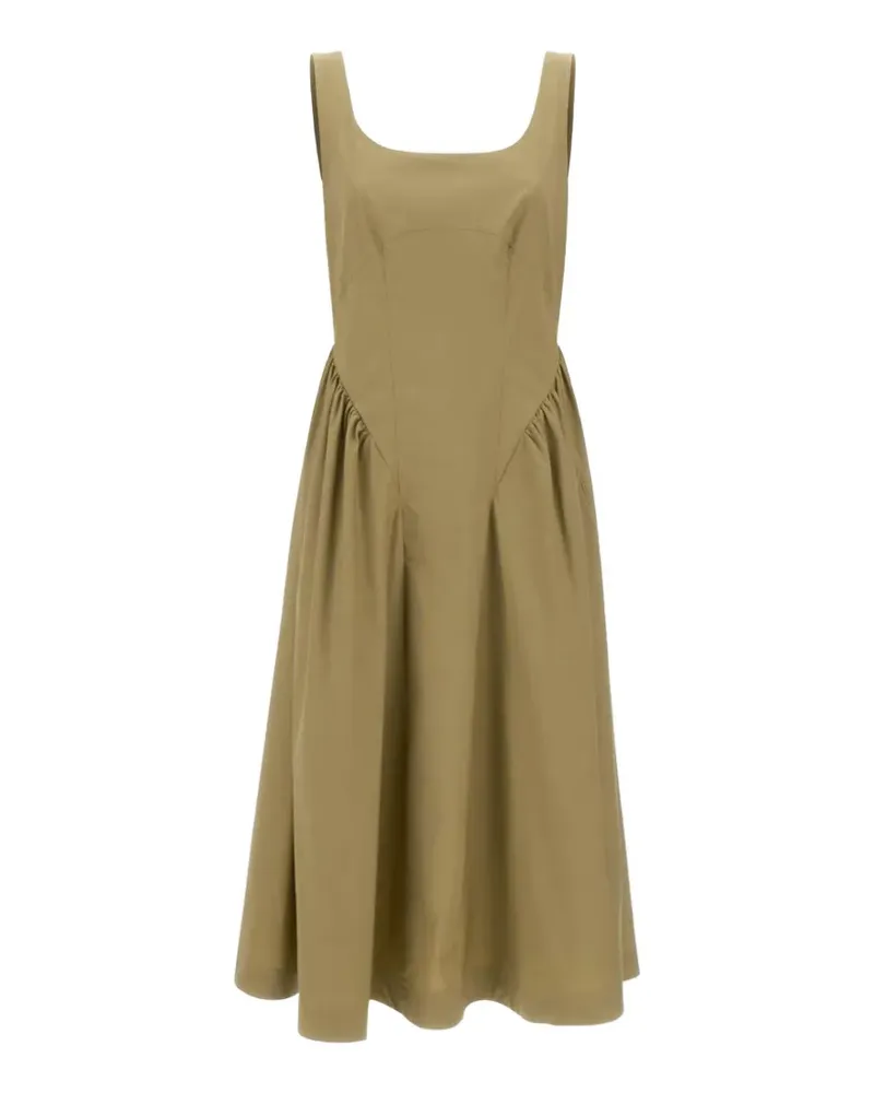 MARELLA gathered cotton-poplin dress - Grün Grün