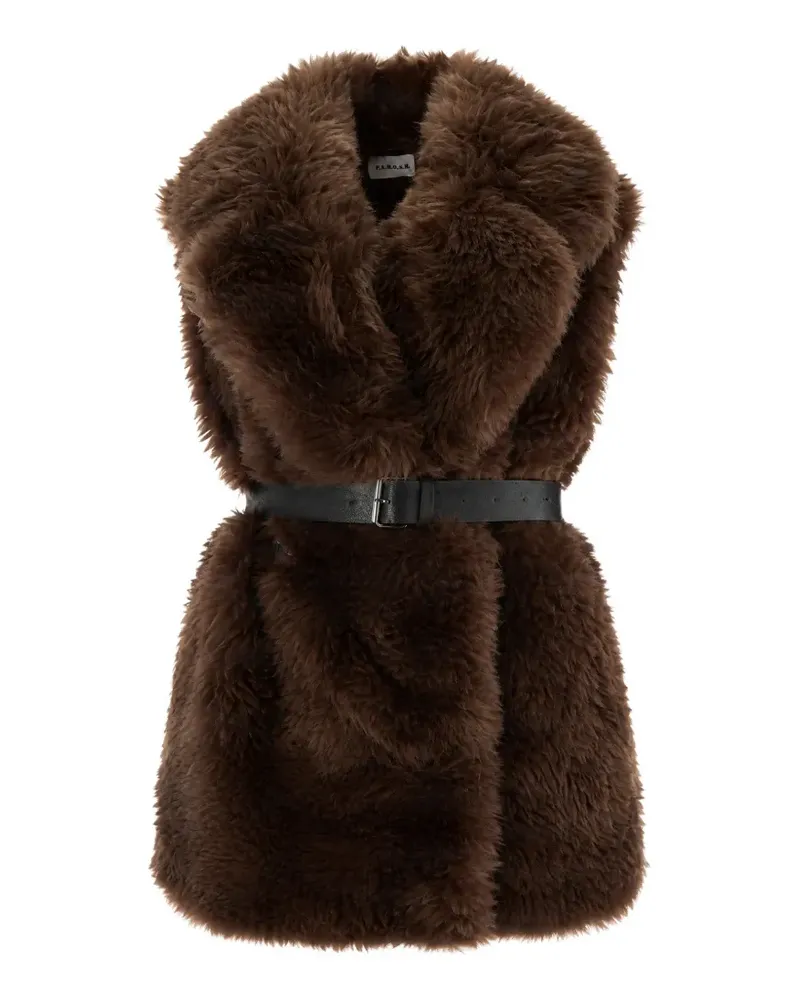 P.A.R.O.S.H. P.A.R.O H. belted faux-fur gilet - Braun Braun