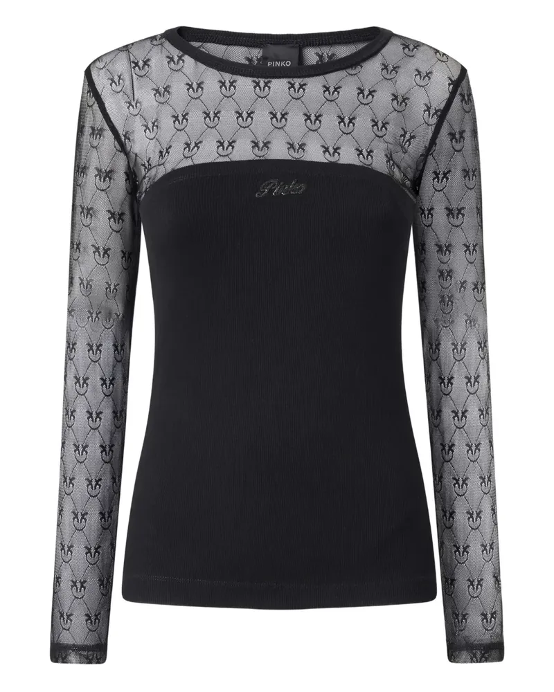 Pinko Spitzenoberteil mit langen Ärmeln - Schwarz Schwarz