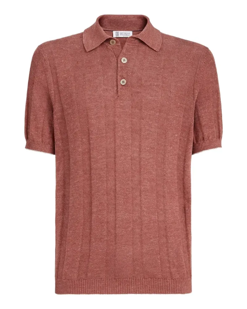 Brunello Cucinelli Geripptes Poloshirt - Braun Braun