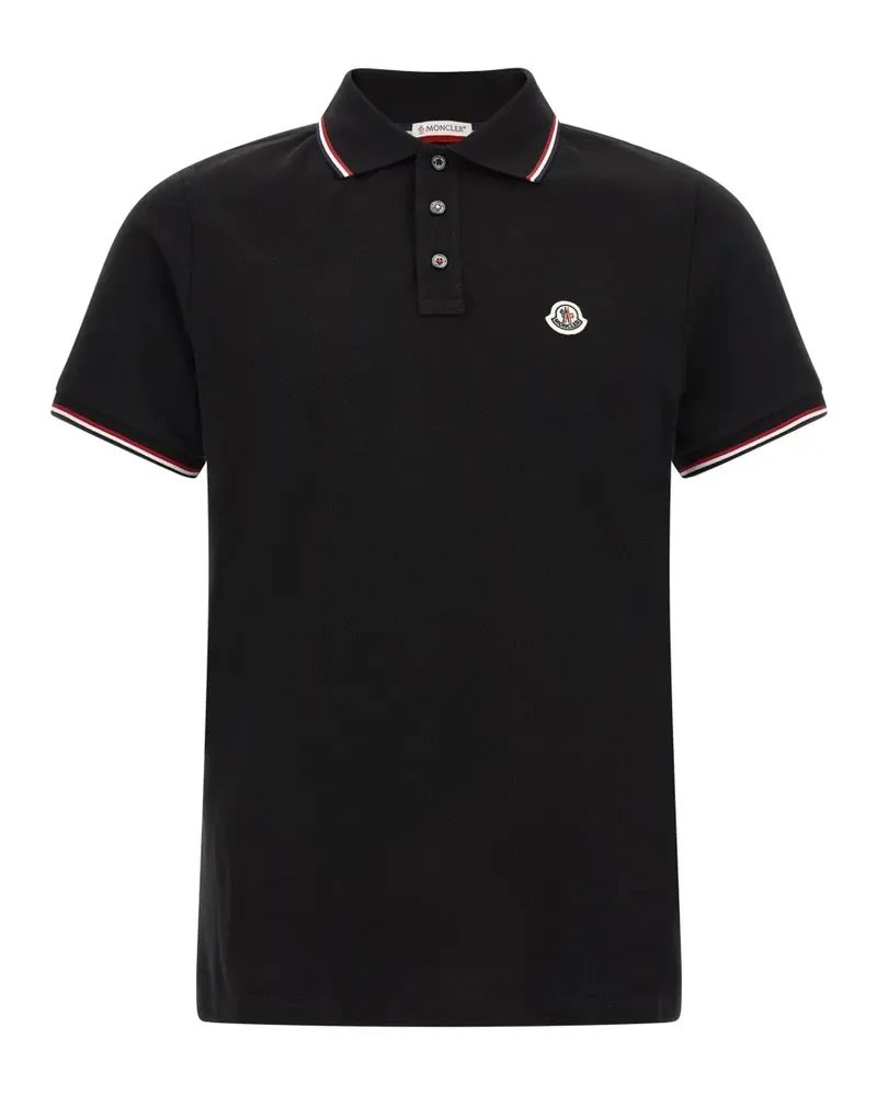 Moncler Poloshirt mit Logo-Patch - Schwarz Schwarz