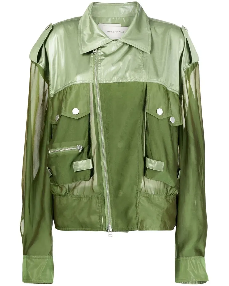Feng Chen Wang Hemdjacke mit Sheer-Effekt - Grün Grün