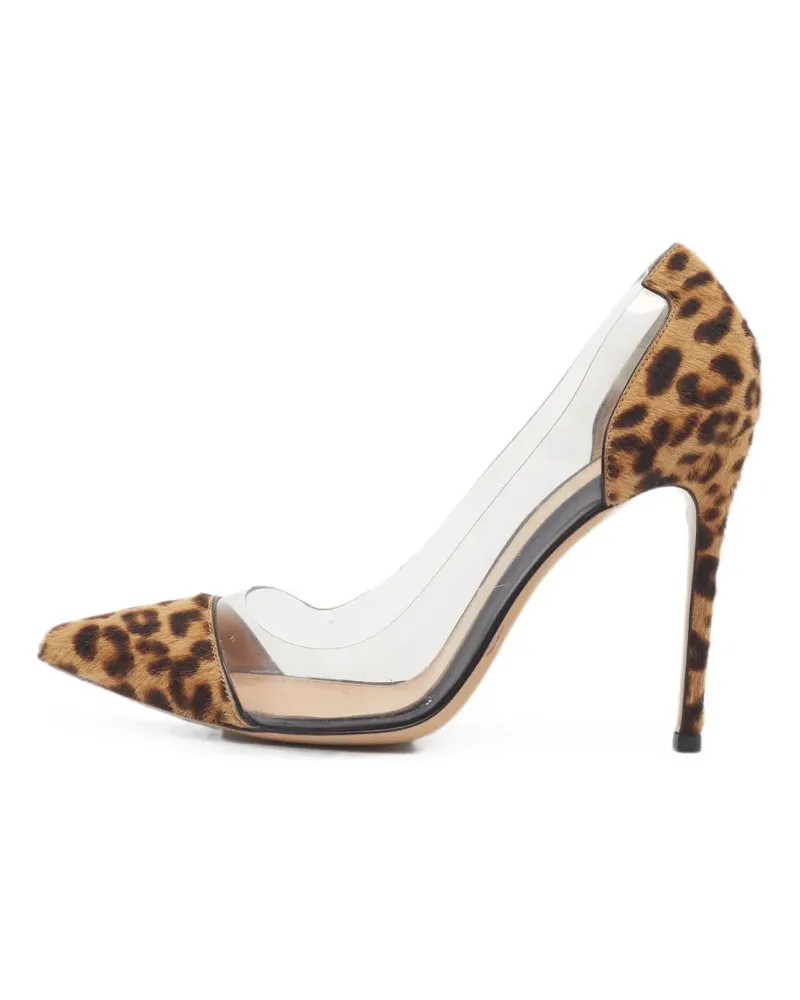 Gianvito Rossi Plexi leopard-print pumps - Weiß Weiß