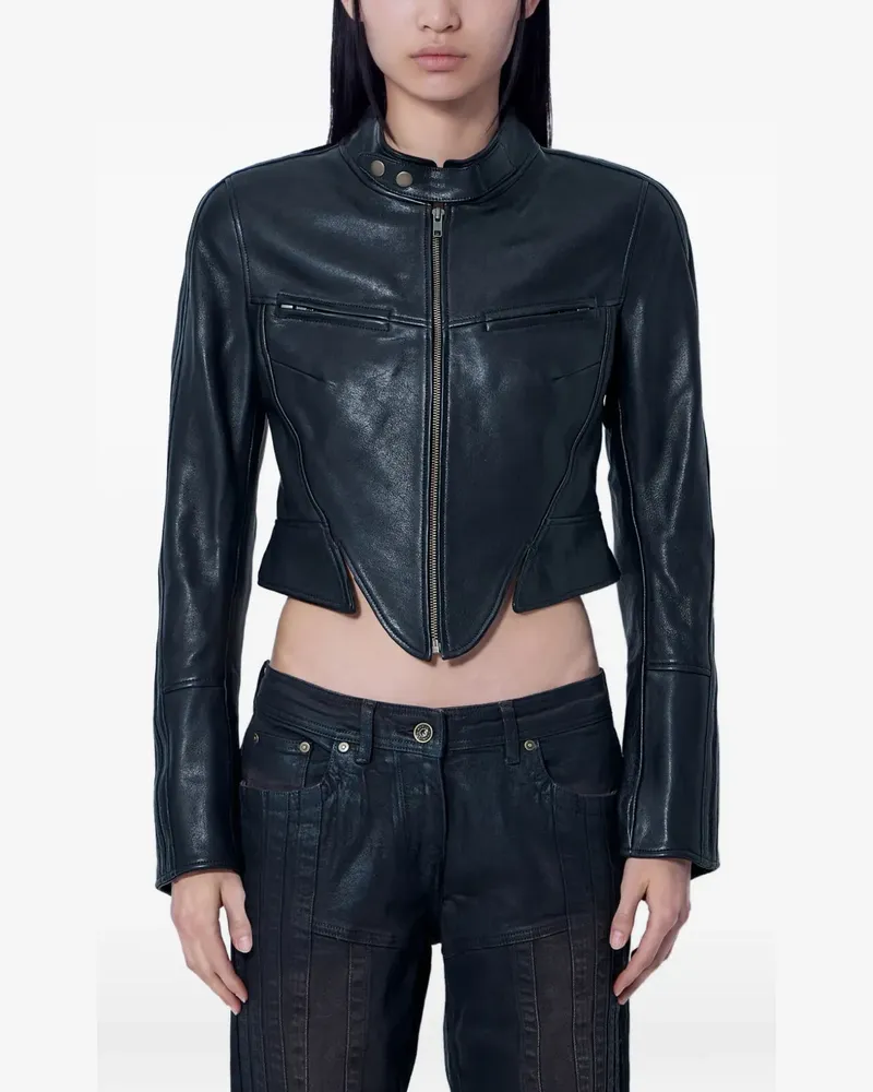 Charlotte Knowles Claw cropped leather jacket - Schwarz Schwarz