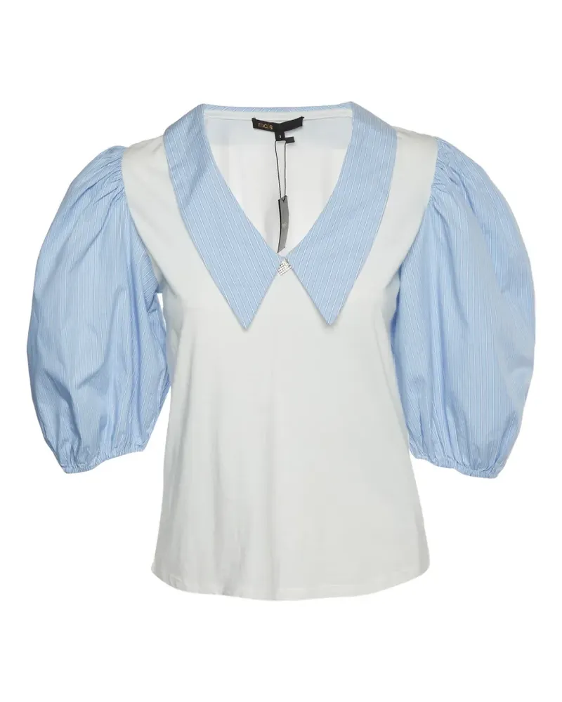 Maje stripe puff-sleeve top - Weiß Weiß