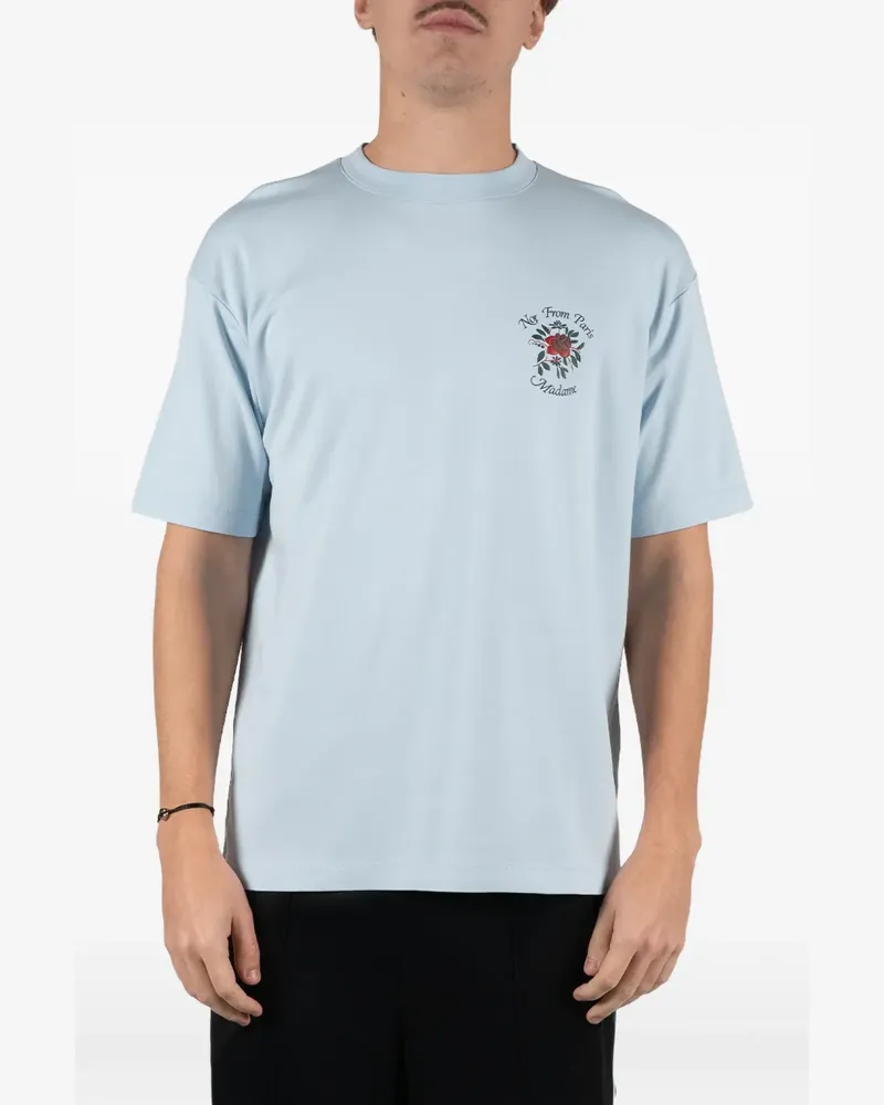 Drôle de Monsieur Slogan Flower-print T-shirt - Blau Blau