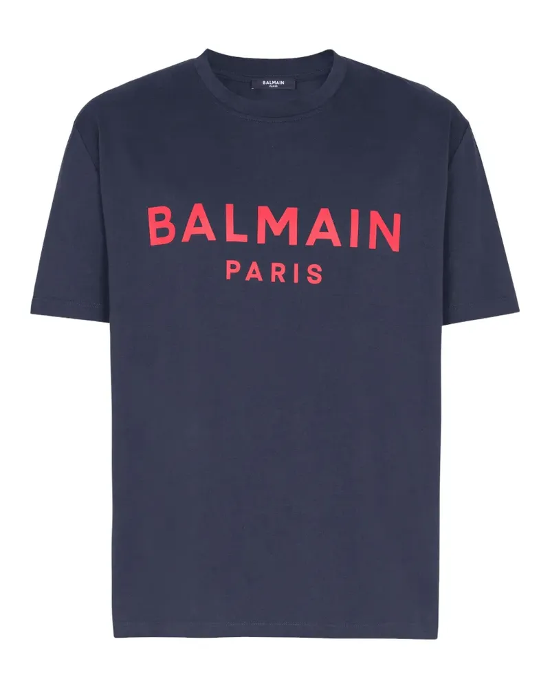 Balmain T-Shirt mit Logo-Print - Blau Blau
