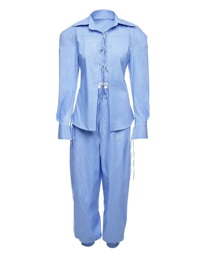 Ana Radu Nadelstreifen-Jumpsuit mit Schnürung - Blau Blau