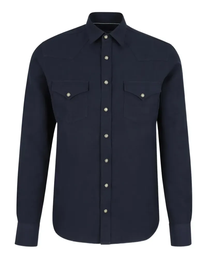 Canali Geknöpftes Westernhemd - Blau Blau