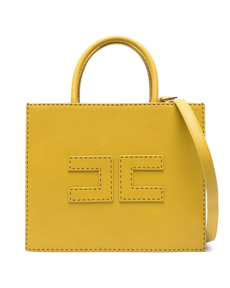 Elisabetta Franchi Mittelgroße Tote Bag mit Kontrastnähten - Gelb Gelb