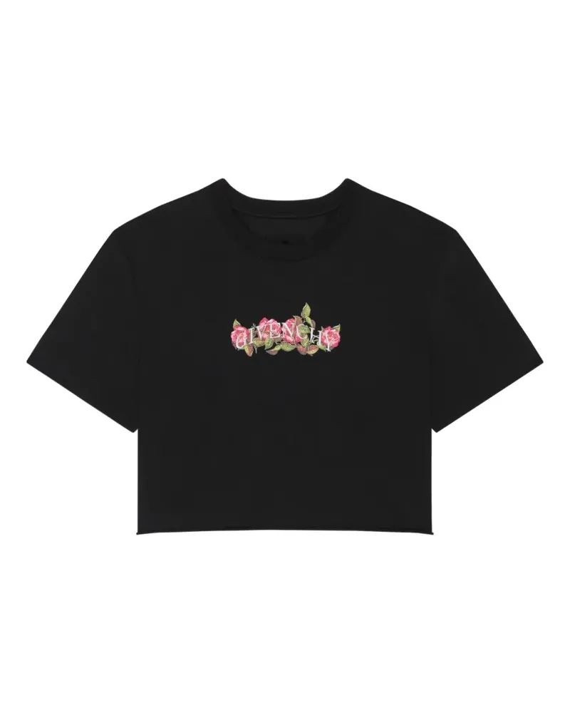 Givenchy floral-print cropped T-shirt - Schwarz Schwarz