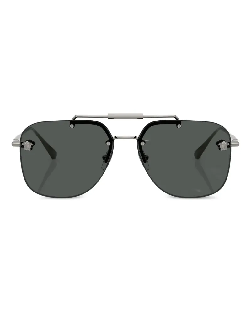 Versace Medaillon-Sonnenbrille mit Brauensteg - Silber Silber