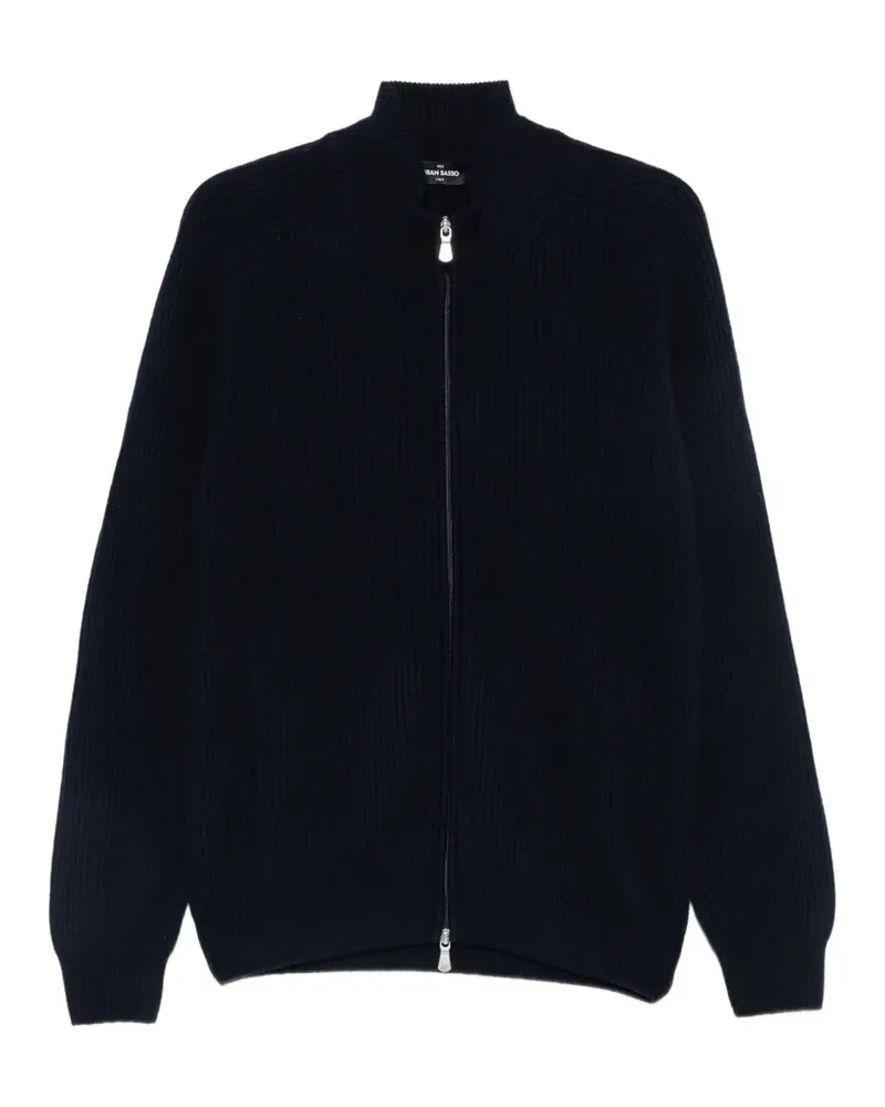 Gran Sasso Gerippter Cardigan mit Reißverschluss - Blau Blau
