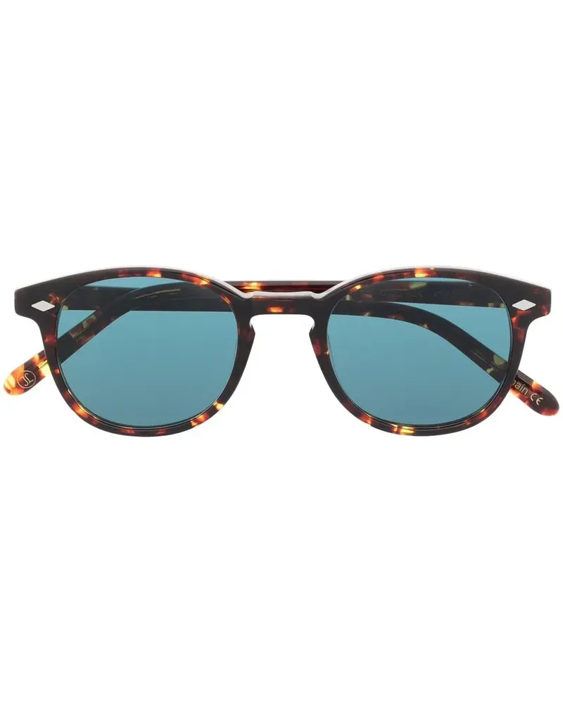 Lesca Runde Sonnenbrille in Schildpattoptik - Braun Braun