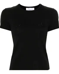 Blumarine T-Shirt mit Strass-Logo Schwarz