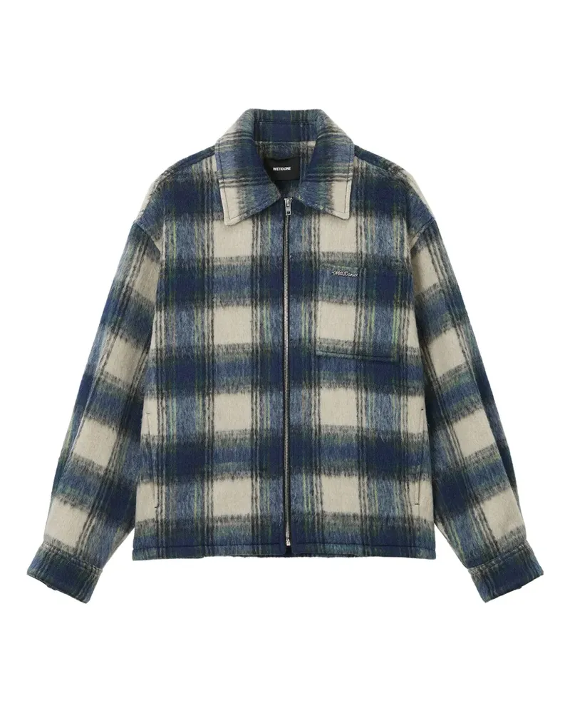 WE 11 DONE zipped checked jacket - Blau Blau