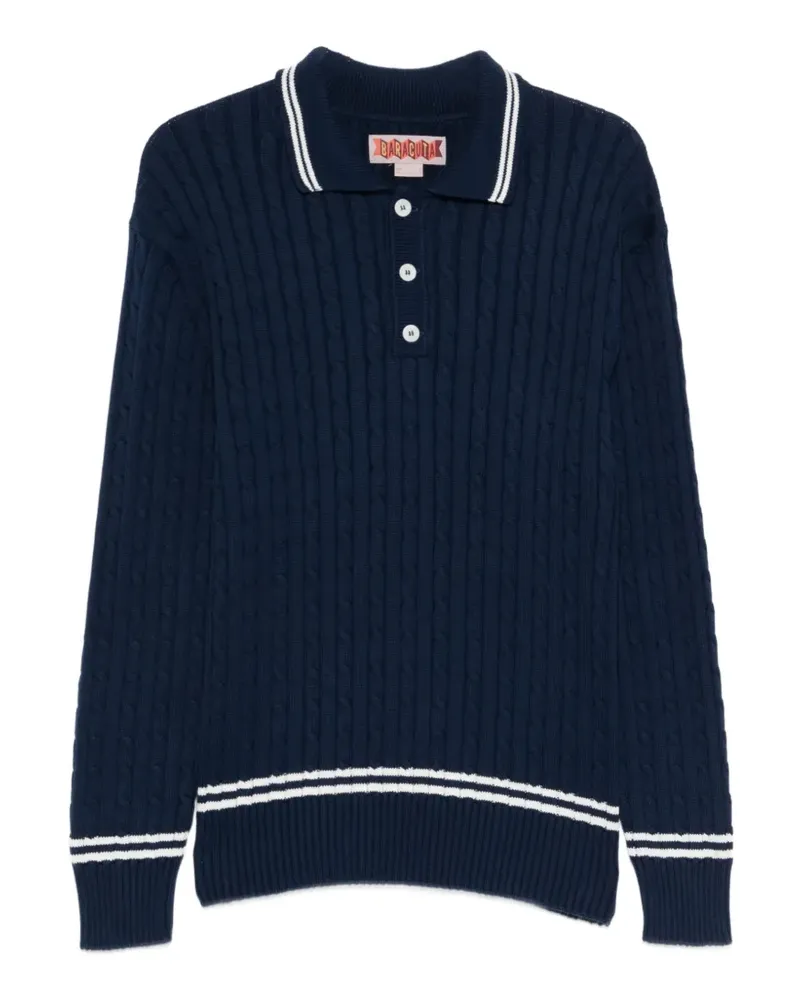Baracuta striped cable-knit polo shirt - Blau Blau