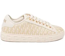Canvas-Sneakers mit Greca-Jacquard - Nude
