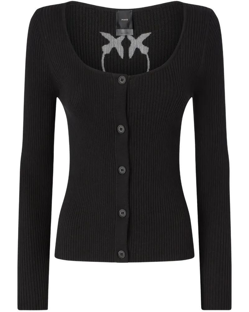 Pinko Gerippter Cropped-Cardigan - Schwarz Schwarz